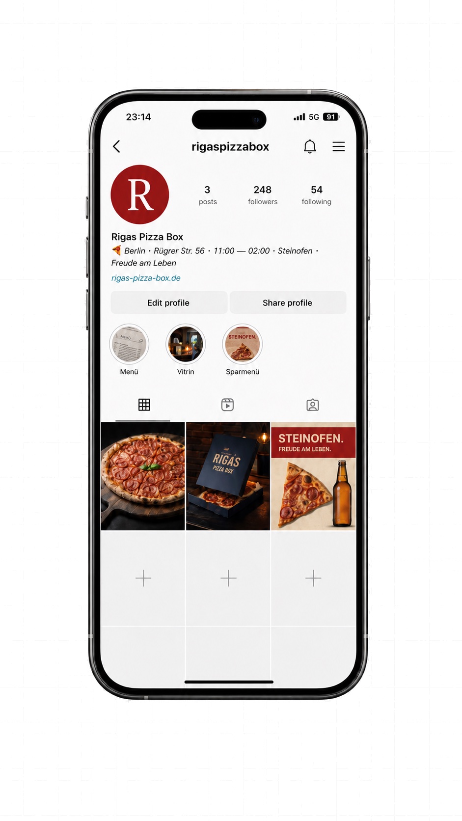 Instagram profili · rigaspizzabox