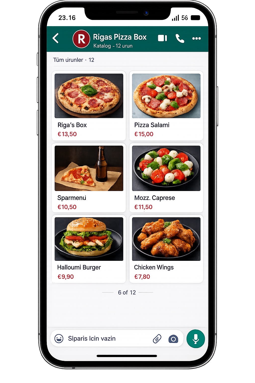 WhatsApp Business katalog · Rigas Pizza Box