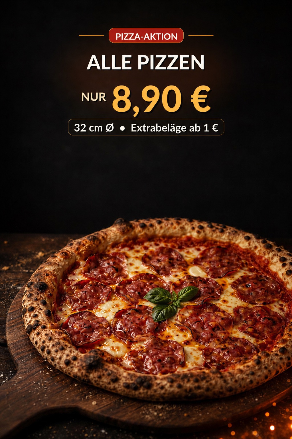 Alle Pizzen 8,90€ ana fiyat posteri